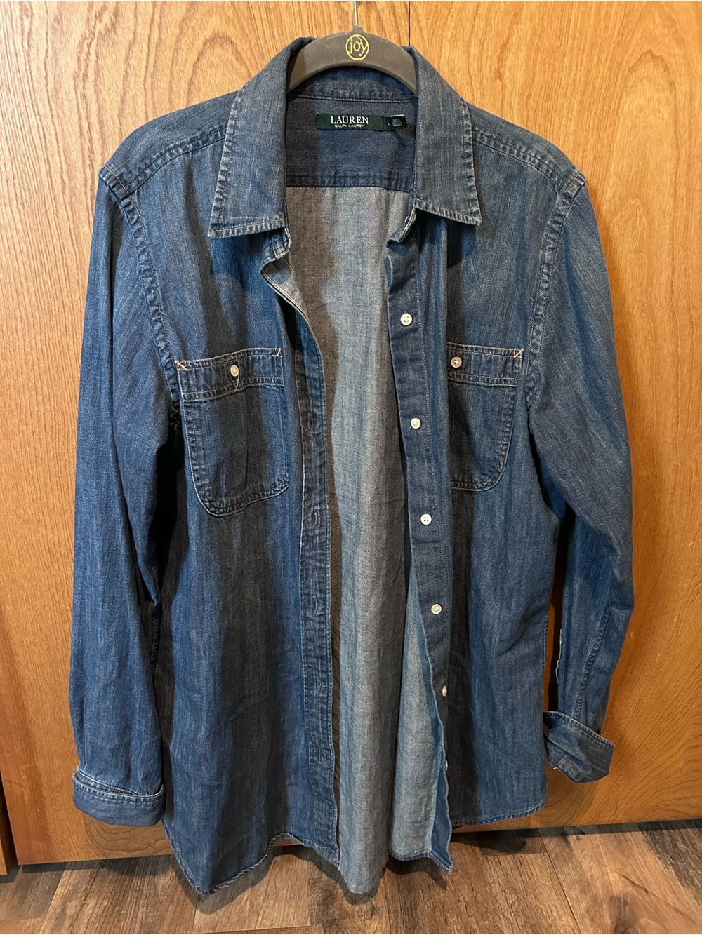 Lauren Ralph Lauren Women’s Blue Denim Button-Up Shirt 100% Cotton Size Large - Picture 2 of 8